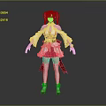 Anime Style Game and Movie Character With Silver White Hair Pink White Off Shoulder Outfit