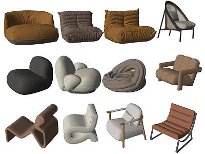 Contemporary Single Chair Designs With Different Colors And Creative Shapes 3d model