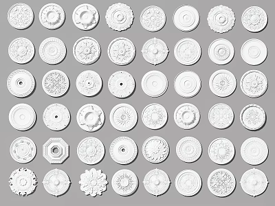 Collection of Decorative Ceiling Medallions With Various Intricate Patterns And Designs 3d model
