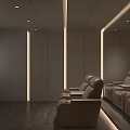 Modern Home Theater Interior With Large Screen Leather Seats And Ambient Lighting
