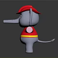 Cartoon Elephant Character With Red Hat Large Pink Ears And Red Yellow Striped Shirt