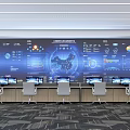 Modern monitoring room Remote interaction center Control room 3d model