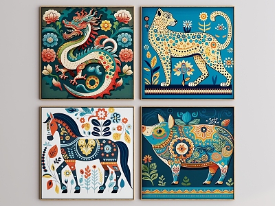 animal decorative painting 3d model