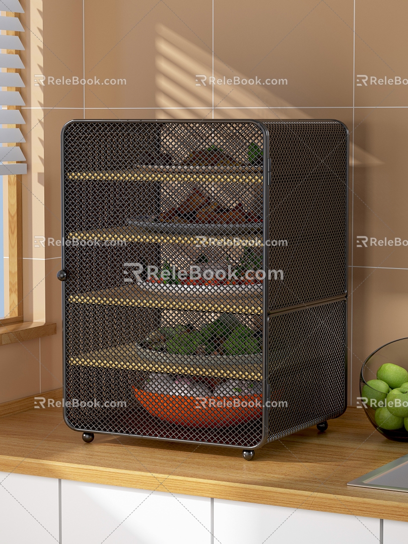 Leftovers Stir-fried Steamed Bread Broccoli Prawn Meat Leftovers Storage Rack Kitchen Cabinet Vegetable Washing Pot Fruit Plate Apple Windowsill Countertop Tile Storage Rack 3d model