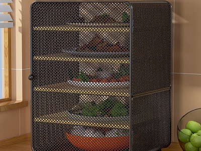 Leftovers Stir-fried Steamed Bread Broccoli Prawn Meat Leftovers Storage Rack Kitchen Cabinet Vegetable Washing Pot Fruit Plate Apple Windowsill Countertop Tile Storage Rack 3d model