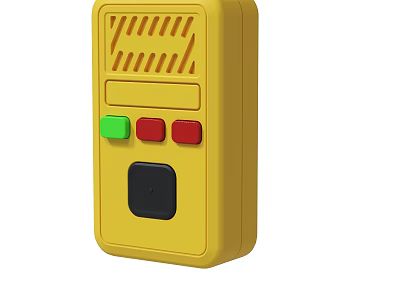 Yellow Electronic Device With Green Red Buttons And Black Panel Design 3d model