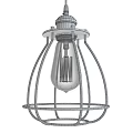 Industrial Style Pendant Light With Black Metal Cage And Clear Glass Bulb