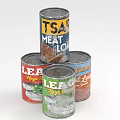 Assorted Canned Food Items For Household Use Featuring Meat Loaf Mackerel And Sprat
