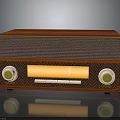 Vintage Red Radio With Retro Grille Front Yellow Dial Display And Round Knobs