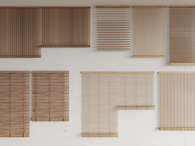 Different Styles Of Window Blinds With Neutral Tones For Interior Decor 3d model