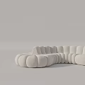 Modern Irregular Sofa With Curved Wave Design And Tufted Fabric Details 3d model