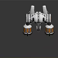 3D Model Mechanical Robot Character Featuring Metallic Creature Structure Orange Silver Parts And Large Arms