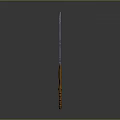 Decorative Sword With Blue Bladed Intricate Patterns And Orange Hilt Design