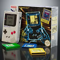 Nintendo Game Boy Retro Entertainment Console With Colorful Game Cartridges And Packaging Box