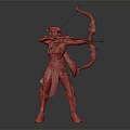 Elven Archer With Blue Skin Wearing Battle Armor Drawing Bow And Arrow Ready To Shoot
