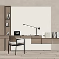 Modern Desk and Chair Desk and Chair Combination Table Lamp Bookshelf 3d model