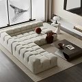 Modern corner sofa coffee table combination 3d model