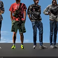 Group of People Standing Together in Casual Clothing on Smooth Surface with Reflections