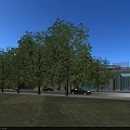 Modern School Campus Buildings With Track Field Lawn And Green Surroundings