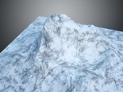 Serene Garden Landscape Featuring Snow Covered Mountain Model With Textured Surface And White Gray Tones 3d model