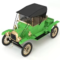Vintage Green Classic Car With Black Soft Top Gold Accents And Classic Design
