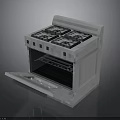 Modern Four Burners Gas Stove With Oven Open Door Kitchen Appliance