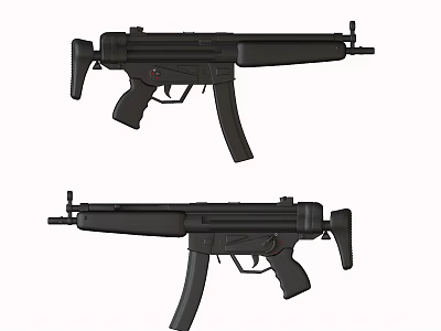 Two Black Submachine Guns Displayed From Different Angles With Detailed Design 3d model
