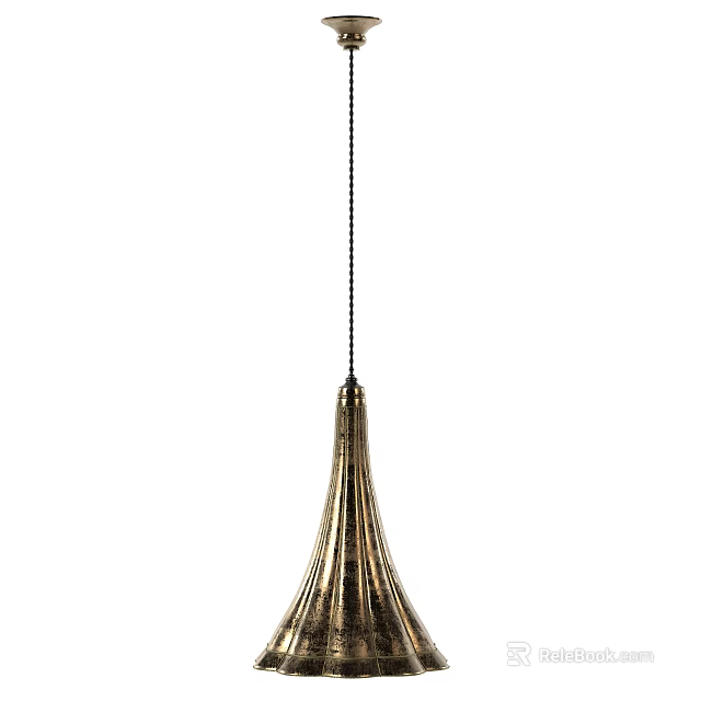 Golden Conical Metallic Chandelier Modern Hanging Light Fixture For Home Decor 3d model 