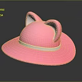 Cute Pink Hat With Cat Ears And White Ribbon Stylish Fashion Accessory