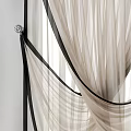 Sheer Ivory Curtains with Black Trim Elegant Window Drapery Design