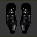 Pair Of Black Formal Leather Shoes With Lace Up Design And Shiny Upper