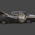 Rusty black and white sedan 3d model