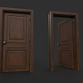 Brown Wooden Door Closed and Open Versions With Classic Panel Details