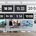 Multiple Modern Televisions Displaying Different Time Displays And Various Content Screens 3d model