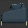 Modern Blue Sofa With Turquoise Patterned Pillows And Golden Legs