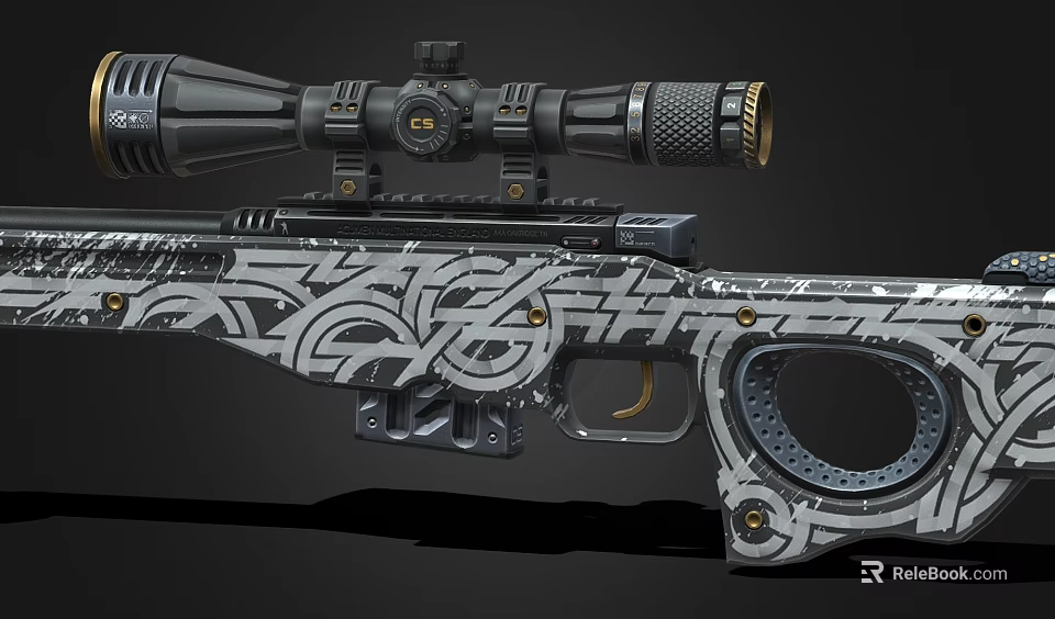 Custom Designed Sniper Rifle With Graffiti Art And Tactical Scope 3d model 