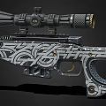 Custom Designed Sniper Rifle With Graffiti Art And Tactical Scope 3d model