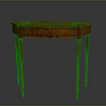 Elegant Wooden Dressing Table With Carved Legs And Curved Top Surface