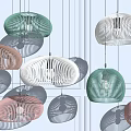 Colorful Modern Pendant Lights With Woven Design in Green White Pink and Brown Shades