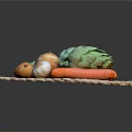 Fresh Assorted Vegetables Displayed with Carrots Onions Garlic and Artichokes on a Woven Round Mat