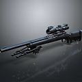 Black Sniper Rifle With High Precision Scope And Sturdy Bipod Support Structure 3d model