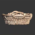 Woven Rattan Storage Basket With Oval Shape Brown Handle And Woven Texture For Home Organization