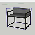 Modern Minimalist Single Sofa With Gray Cushion And Black Metal Frame