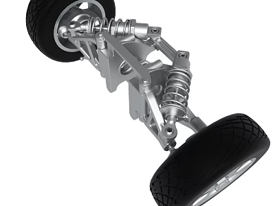 Car Suspension System With Tires Springs And Metal Components 3d model
