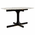 Sleek Modern White Veined Marble Table With Black Cross Base Design 3d model