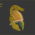 Golden Medieval Warrior Helmet With Intricate Dragon Design And Decorative Details