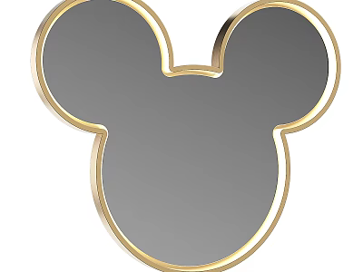 Mickey Mouse Head Shaped Mirror with Gold Frame for Modern Home Decor 3d model
