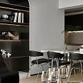 Modern Living Dining Room With White Spherical Chandelier Gray Sofa And Glass Coffee Table