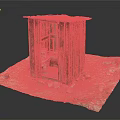 Rustic Wooden Hut With Rusted Roof Open Doorway Bucket Inside On Dirt Ground