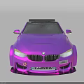 Purple Modified Convertible Car With Open Top Black Spoiler And Wheels